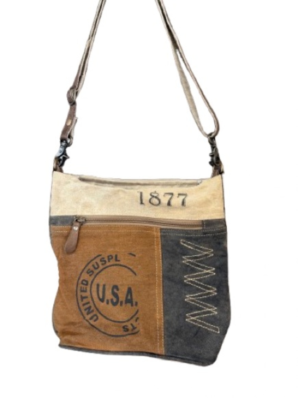 Myra Bag Wenge Shoulder Bag USA 1877 Canvas Patchwork Rustic Boho Handbag